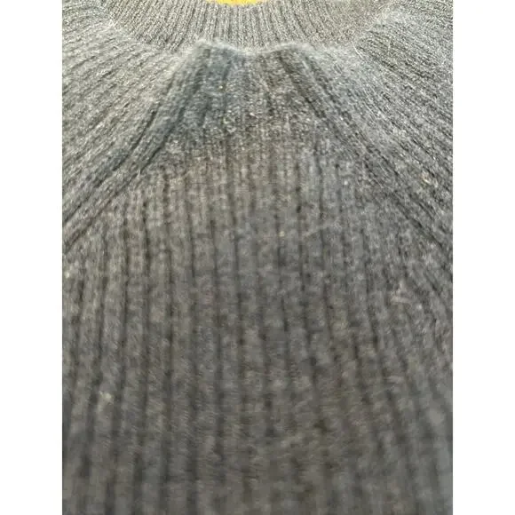 Tory Burch Madeline Med Wool Long Sleeve Rib Peplum Sweater Navy Blue Angora EUC - Picture 4 of 11